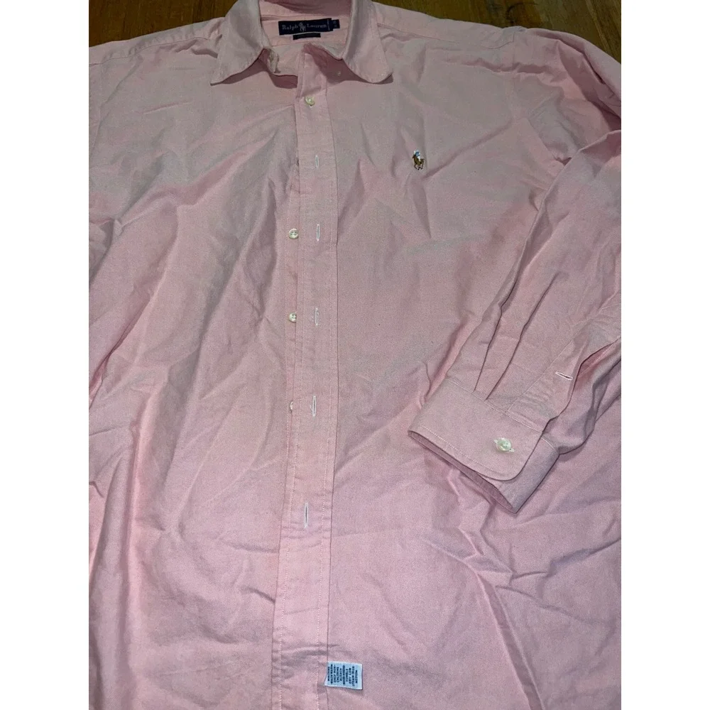 Polo Ralph Lauren Yarmouth Mens 16-35 Pink‎ Oxford Long Sleeve Cotton Pony Shirt